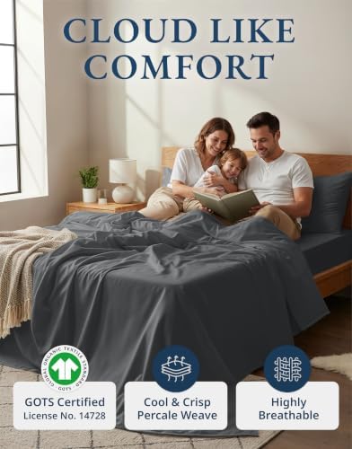 LANE LINEN Twin Bed Sheets 100% Organic Cotton Soft 3pc Percale - Image 2