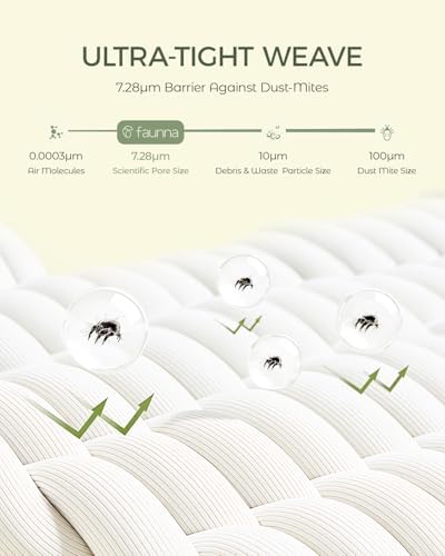 FAUNNA 100% Cotton Mattress Encasement Bed Bug Dust Mite Cover, Queen 12 - Image 2