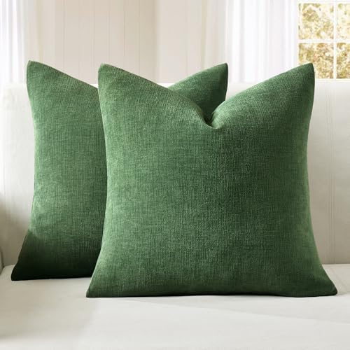MIULEE Moss Green Chenille Couch Throw Pillow Covers by MIULEE