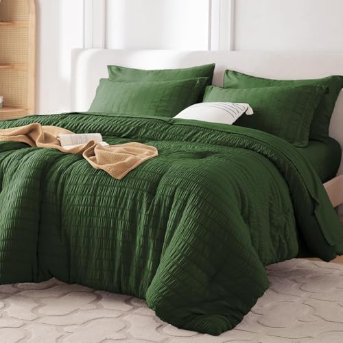 MUXHOMO 5 Pieces Twin XL Comforter Set, Seersucker Bed in a Bag Twin XL Size by MUXHOMO