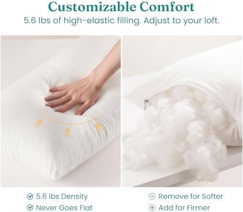 Oubonun Full Body Pillow for Side Sleeper, Adjustable Fluffy Long Pillow - Image 4
