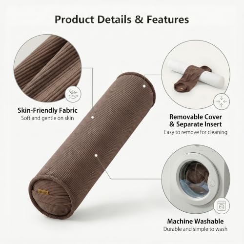 Corduroy Body Pillow for Side Sleepers, Full Body Support Cylinder Bolster - Image 3