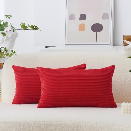 Home Brilliant Red Pillow Covers 12x20 Throw Pillows by HomeBrilliant