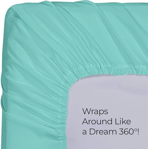Twin Fitted Sheet, Ultra Soft Fits Up to 15 Inch Deep Pocket, Spa Blue - Image 6