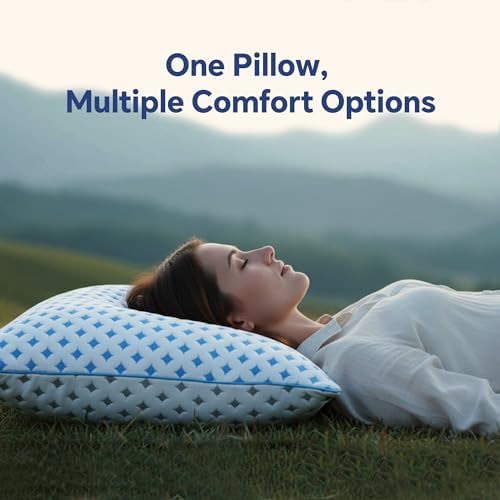 Queen Pillow 1 Pack, Cooling Shredded Memory Foam Pillow - Image 2