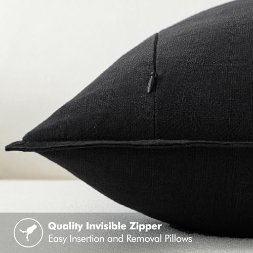 MIULEE Decorative Linen Pillow Covers 20x20 Inch Black - Image 3