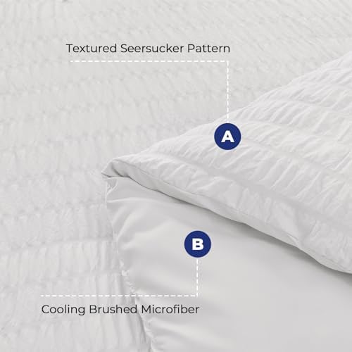 HYMOKEGE White Oversized King Comforter Set Seersucker 7 Pieces, All Season - Image 4