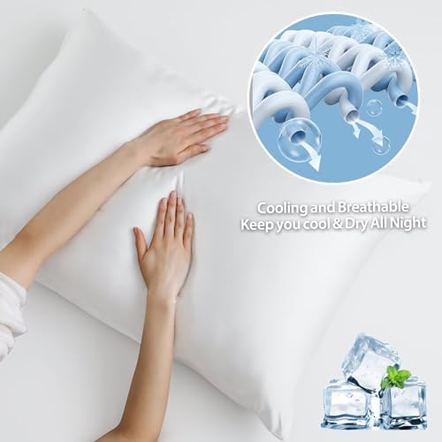4 Pack Cooling Pillow Cases, Viscose Derived from Bamboo Pillow Protectors - Image 4
