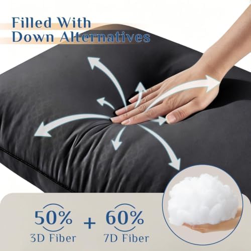 JOLLYVOGUE Black Pillows King Size Set of 2, Washable Supportive Firm Bed - Image 3