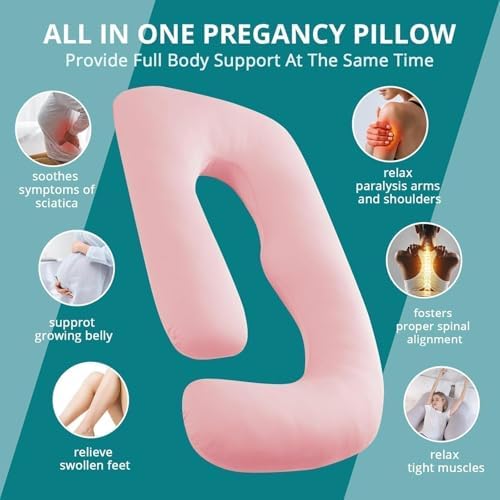 Cooling Pregnancy Pillows for Sleeping, Light Pink - Image 6