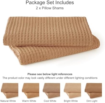 PHF Cotton Waffle Throw Pillow Covers 24" x 24", Standstone, No Insert - Image 6