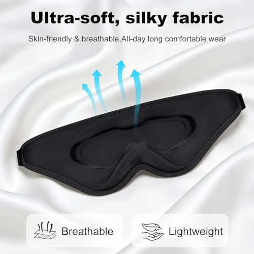 3D Contoured Sleep Eye Mask, Zero Eye Pressure Light Blocking Sleeping Mask - Image 6