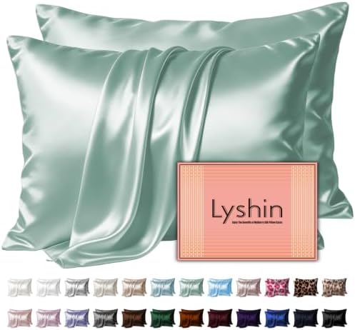 LYSHIN Silk Pillow Cases 2 Pack Standard Size by LYSHINSILKPILLOWCASES