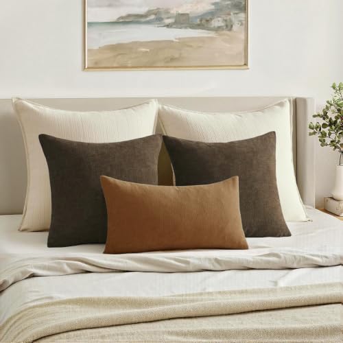 MIULEE Bronze Chenille Couch Lumbar Throw Pillow Covers - Image 5
