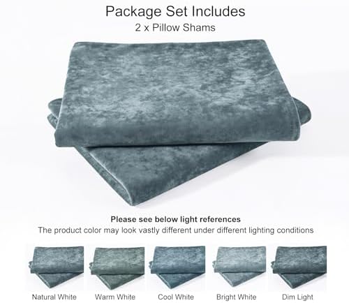 PHF Truly Velvet Pillowcases King Size 20" x 36", Stormy Blue, No Insert - Image 5