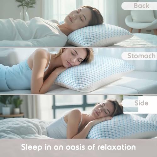 Nestl Cooling Pillow for Sleeping 1 Pack, Luxury Shredded Memory Foam Pillows - Image 3