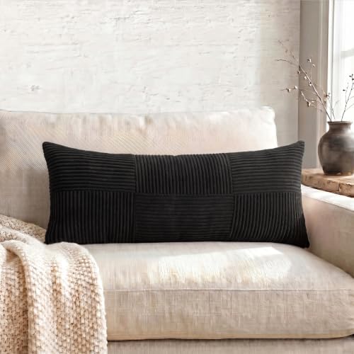 Fancy Homi Set of 2 Black Boho Long Lumbar Body Decorative Throw Pillow Cover - Image 5