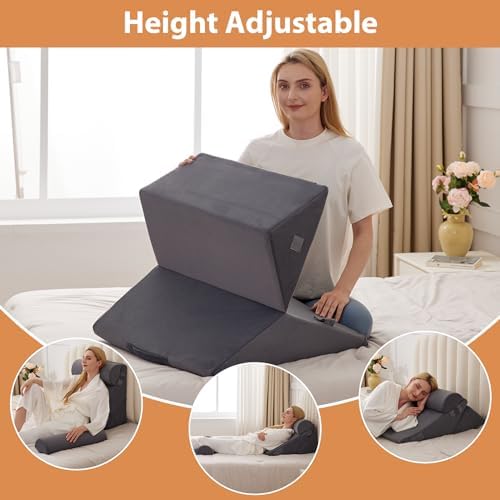 BIEEZZK 4PCS Wedge Pillow Set for After Surgery, Back Pillow for Bed Sitting up - Image 6