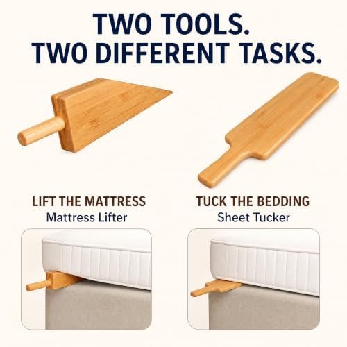 Bamboo Mattress Lifter Tool for Changing Sheets, Bed Sheet Tucker Tool and Bed - Image 2