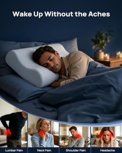 Releep Gel Memory Foam Pillow, Wave Contour Neck Support Pillow, Cooling - Image 6