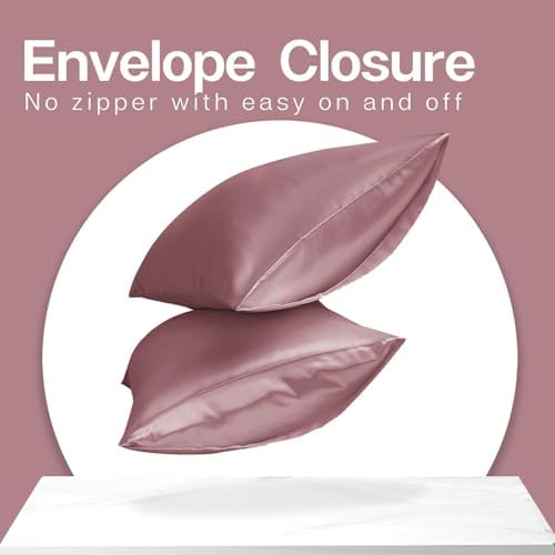 MR&HM Satin Pillowcase 2 Pack, Standard Size 20"x26", Rose Taupe - Image 6