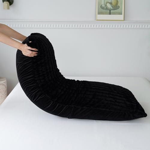 Full Body Pillow with Fluffy Stripe Faux Fur Removable Cover, Long Bed Pillow - Image 5