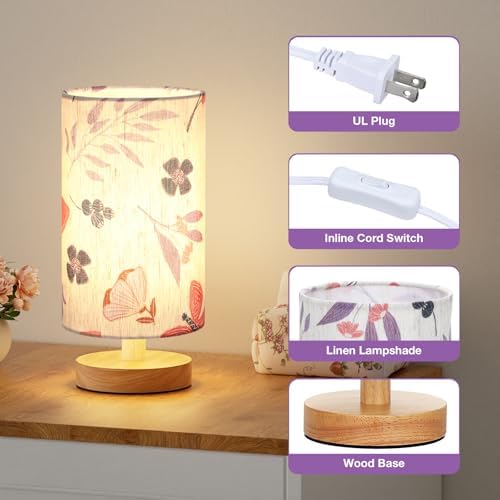 Fenmzee Small Table Lamps (Butterfly Cream Shade, 9" Inline Control) - Image 2