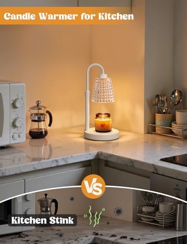Innqoo White Crystal Candle Warmer Lamp with Timer, Dimmable Candle Warmer for Jar Candles, Height Adjustable Wax Melts Warmer, Birthday Gifts for Women Mom, House Warming Gifts New Home Decor - Image 4