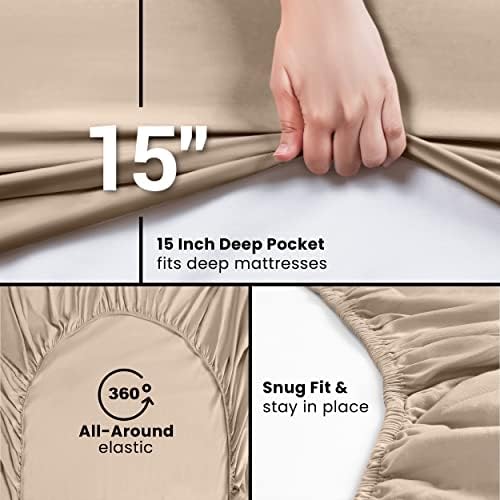 Pack of 2 Twin XL Fitted Sheet, Fits Up to 15 Inch Deep Pocket - Image 6