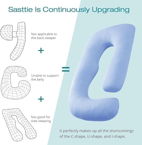 Cooling Pregnancy Pillows for Sleeping, Light Blue - Image 4