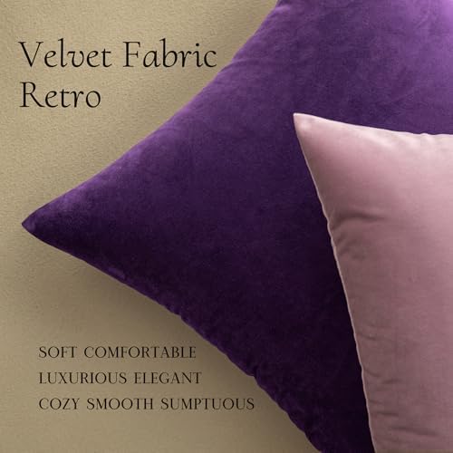 MIULEE Velvet Throw Pillow Covers 18x18 Inch Pack of 2 Eggplant Purple - Image 5