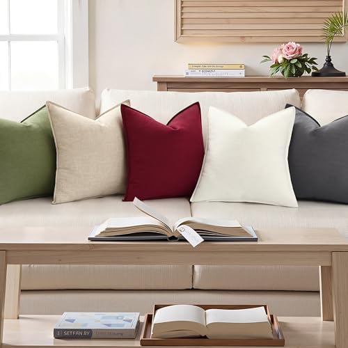 decorUhome Fall Dark Grey Linen Throw Pillow Covers 24x24 Set of 2 - Image 4