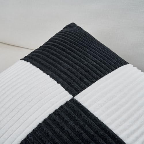Fancy Homi Set of 2 Black White Euro Decorative Throw Pillow Covers 28x28 Inch - Image 3