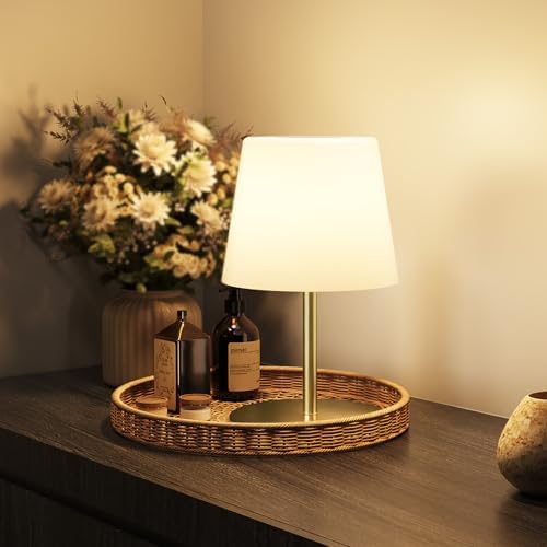 EZVALO Outdoor Cordless Table Lamp, IP65 Waterproof 4500mAh Rechargeble Shower Lamp, Dimmable Touch Lamp, LED Night Light Lamp for Bathroom Patio Camping Restaurant Home 1 Pack (Gold) by EZVALO