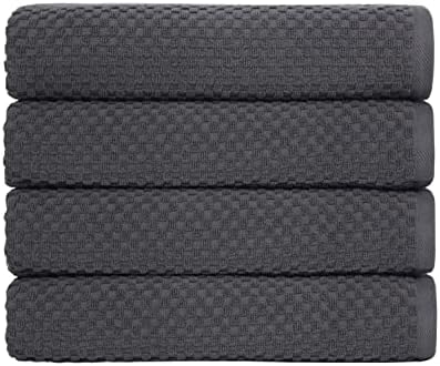 COTTON CRAFT Euro Spa Waffle Weave Bath Towels - Set of 4 Grey Towels by COTTONCRAFT