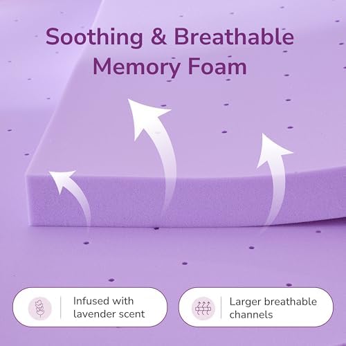 MLILY 4 Inch Twin Lavender Infusion Memory Foam Mattress Topper - Image 3