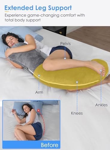QUEEN ROSE Body Pillow for Side Sleepers, S Shaped Hug Pillow, Velvet Grey - Image 3