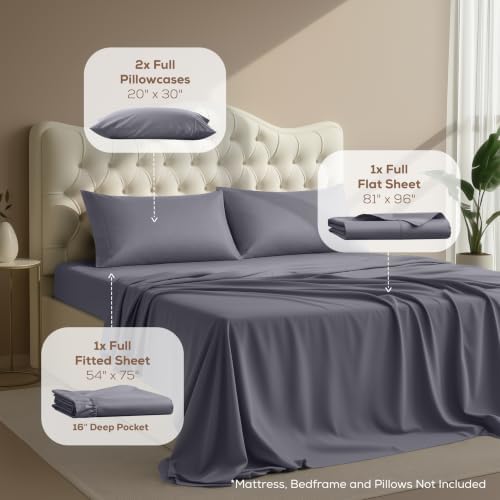 Full Sheets Set, 4 Pieces 16" Deep Pocket Hotel Luxury Bed Sheets - Image 3