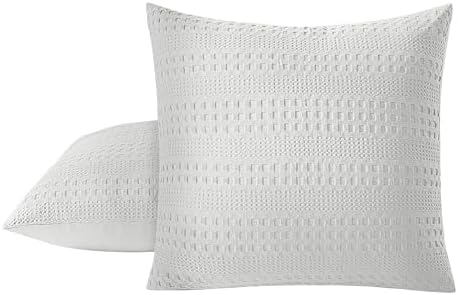 100% Coton Waffle Weave Euro Shams 2 Pack, Soft Aesthetic Throw Pillow Covers - Image 6