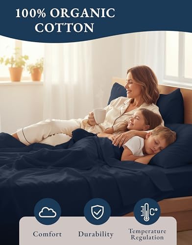 LANE LINEN California King Sheets 100% Organic Cotton 4pc Percale - Image 6