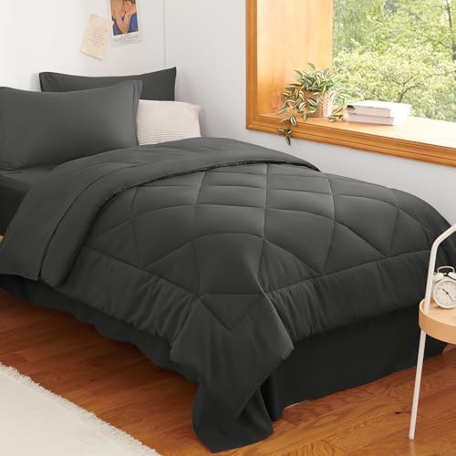 CozyLux Twin Comforter Set 68"x88" Dark Grey by CozyLux