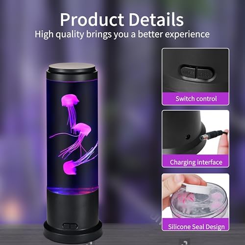 EDIER Jellyfish Lamp, 11 Inch Jellyfish Aquarium with Color Changing Light, Noiseless Pump, USB Powered Mood Light for Home Decor Kids Men Women - Image 5