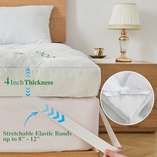 WhatsBedding 4 Inch Memory Foam Mattress Topper Queen Size - Image 6