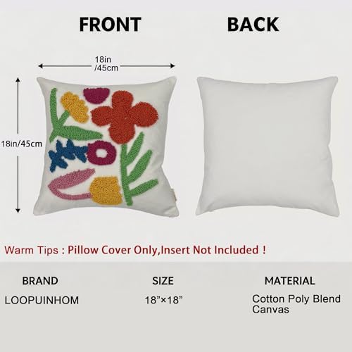 Throw Pillow Covers 18x18 Boho Tufted Bright Floral - Image 5