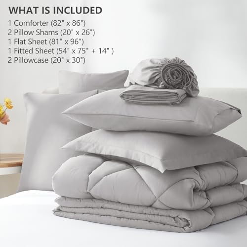 CozyLux Full Comforter Set 82"x86" French Grey - Image 6