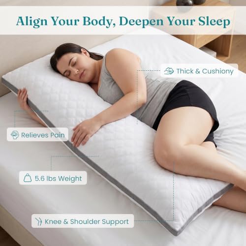Oubonun Full Body Pillow for Side Sleeper, Adjustable Firm Long Bed Pillow - Image 3