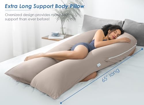 QUEEN ROSE 65 Inch Cooling U Shaped Pregnancy Pillow, Maternity Body Pillow - Image 2