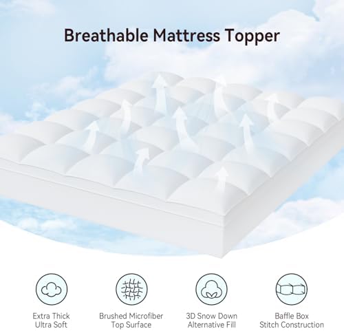 ABENE Twin XL Mattress Topper, Thick Pillow Top Pad, Dorm Room Essentials - Image 2