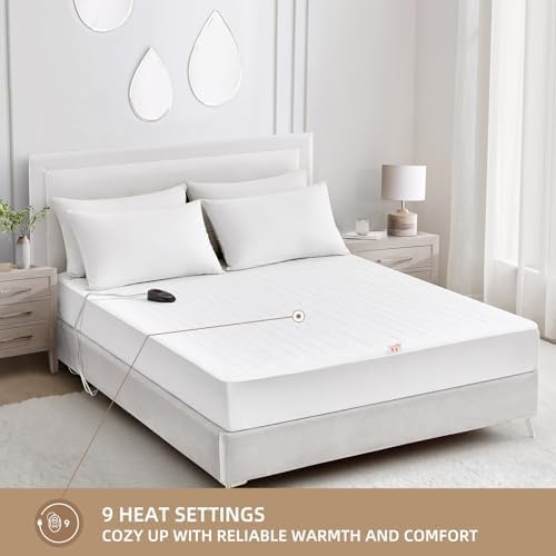 Bwarm Electric Heated Mattress Pad Twin Size, Bed Warmer, 9 Heat Settings - Image 3