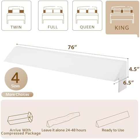 Bedluxe King Bed Wedge Pillow for Headboard, Fill The Gap - Image 3
